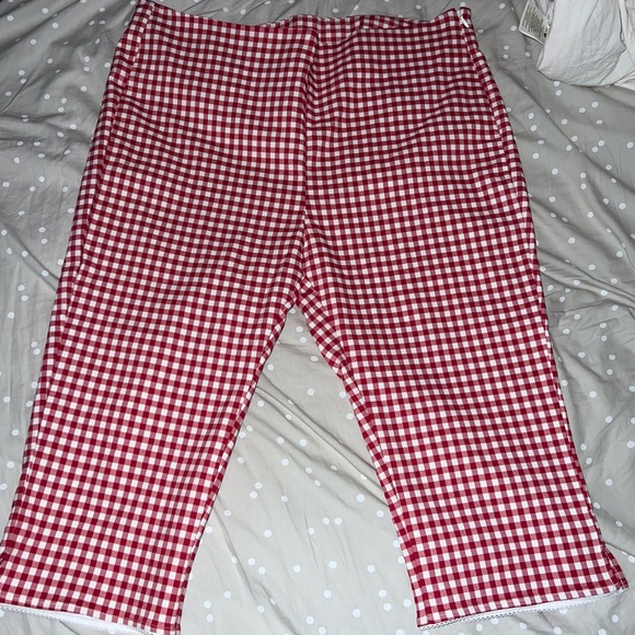 Cotton On Red Gingham Capri Pants 90s Fitted Size 12 NWT - Picture 12 of 15